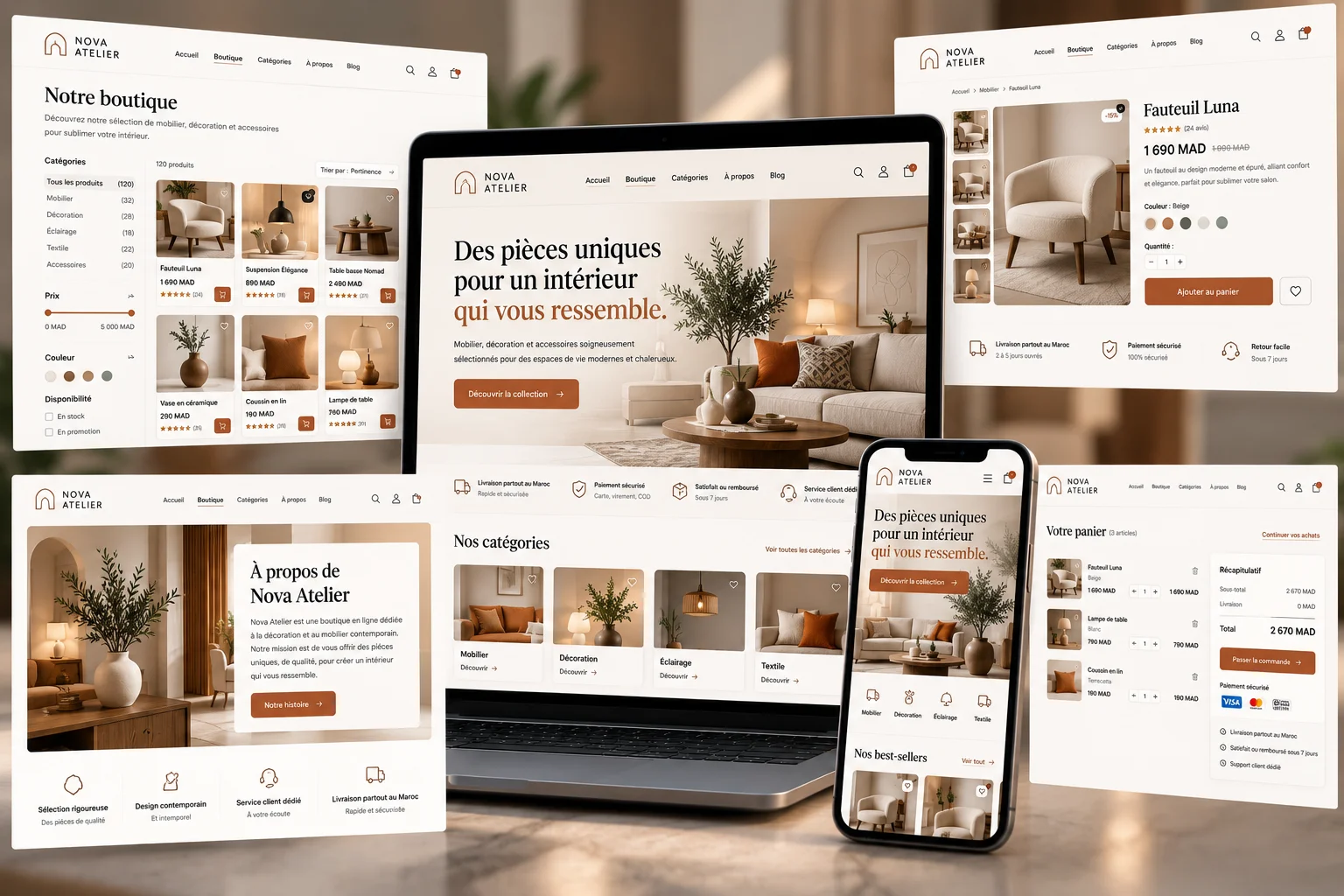 Création du site e-commerce Nova Atelier au Maroc