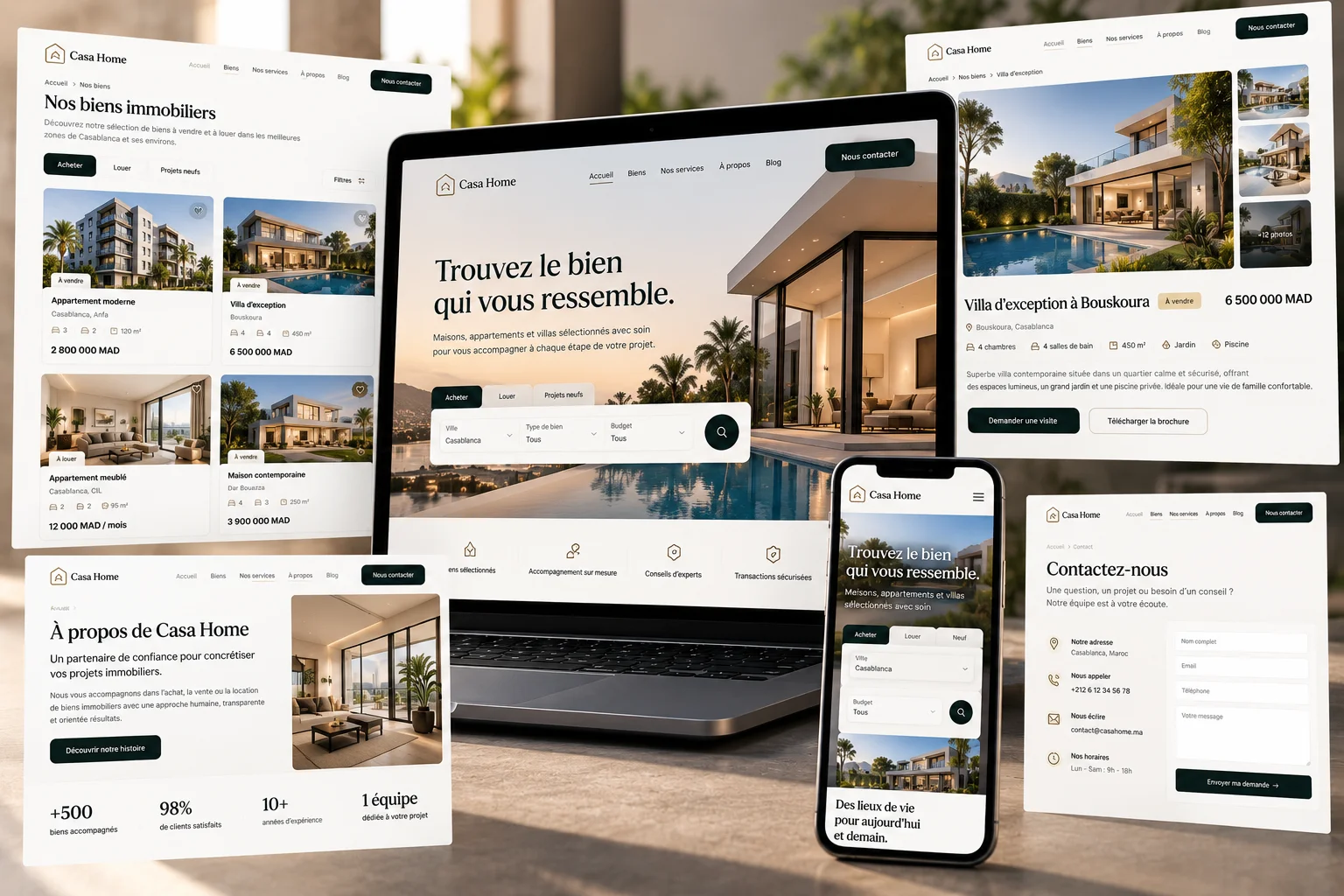 Création du site web immobilier Casa Home au Maroc